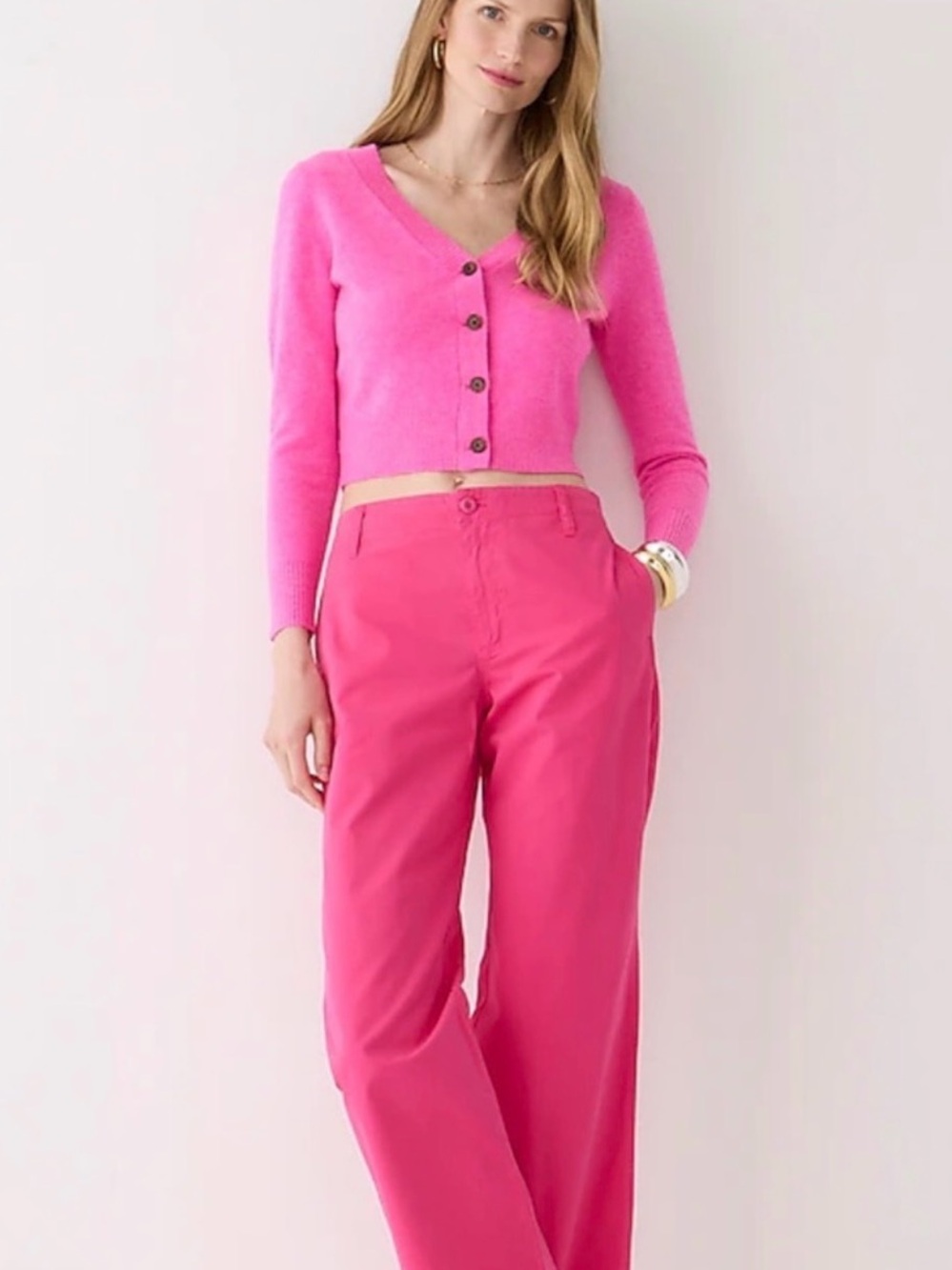 J.Crew 100% Cashmere Cropped Cardigan XL Hot Pink B0172 Good Cashmere Standard